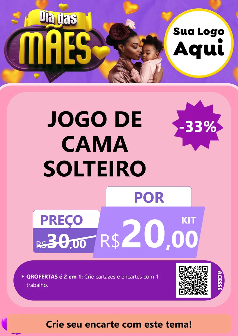 Modelo de Cartaz para Cartaz A4 Vertical com o tema Dia das Mães para Cama, Mesa e Banho