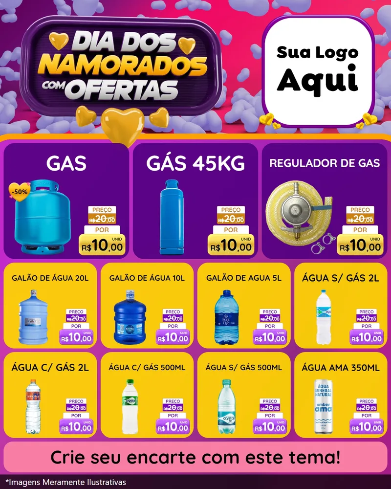 Modelo de Rede Social para Feed Instagram com o tema Dia Dos Namorados Com Ofertas para Água e gás