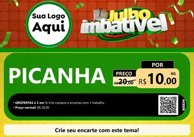 Modelo de Cartaz para Cartaz A4 Horizontal com o tema Julho Imbatível para Açougue