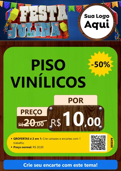 Modelo de Cartaz para Cartaz A4 Vertical com o tema Festa Julina para Material para Construção