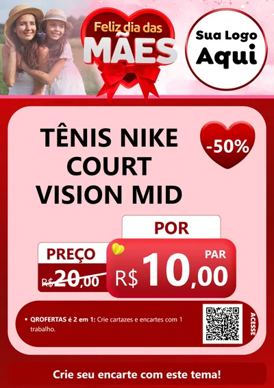 Modelo de Cartaz para Cartaz A4 Vertical com o tema Feliz Dia Das Mães para Calçados