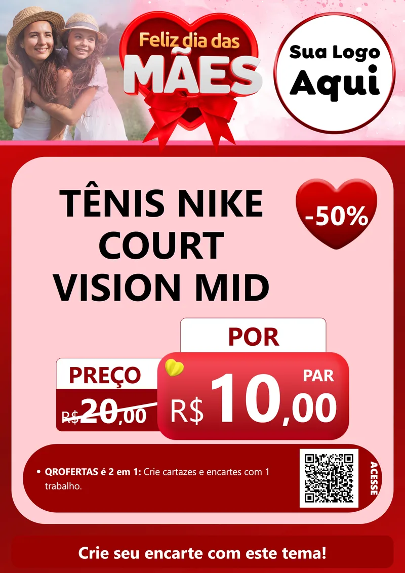 Modelo de Cartaz para Cartaz A4 Vertical com o tema Feliz Dia Das Mães para Calçados