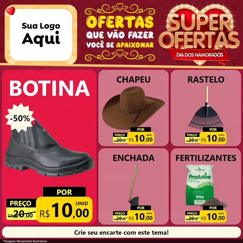 Modelo de Rede Social para Feed Facebook com o tema Dia dos Namorados para Agropecuária