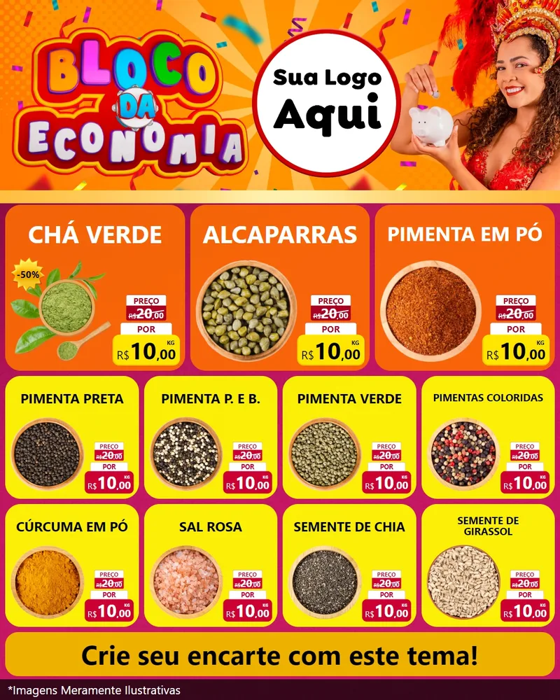 Modelo de Rede Social para Feed Instagram com o tema Bloco da Economia para Produtos Naturais
