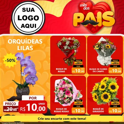 Modelo de Rede Social para Feed Facebook com o tema Mês Dos Pais para Floricultura e jardim