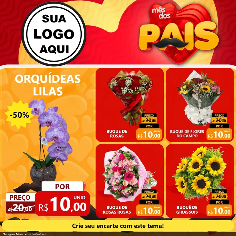 Modelo de Rede Social para Feed Facebook com o tema Mês Dos Pais para Floricultura e jardim
