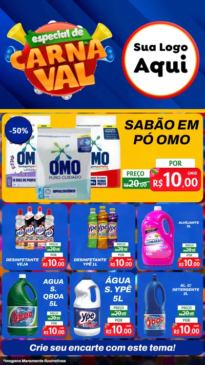 Modelo de Rede Social para Stories com o tema Especial de Carnaval para Produtos de Limpeza