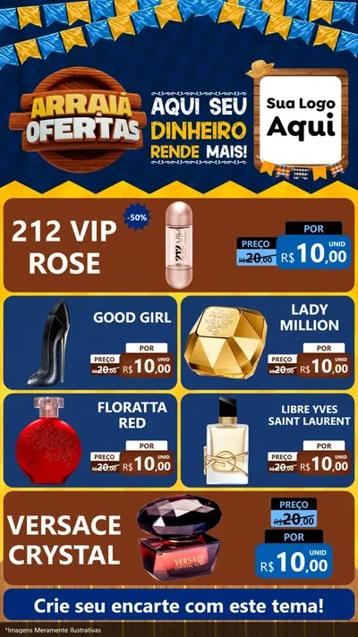Modelo de TV para TV Vertical com o tema Arraiá de Ofertas - Junina para Perfumes