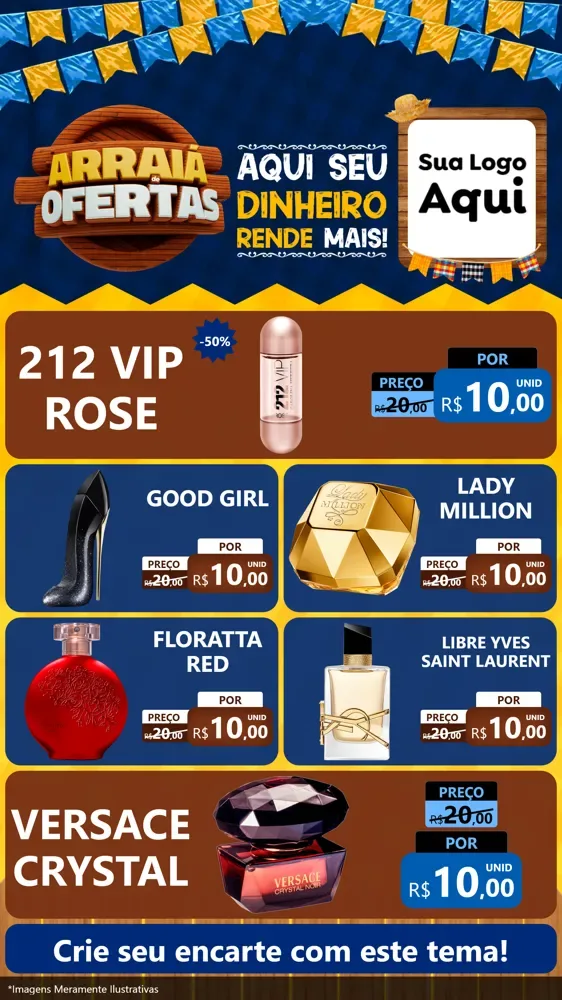 Modelo de TV para TV Vertical com o tema Arraiá de Ofertas - Junina para Perfumes