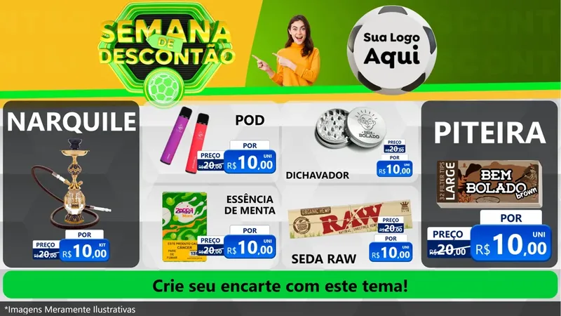 Modelo de TV para TV Horizontal com o tema Semana de Descontão - Copa para Tabacaria