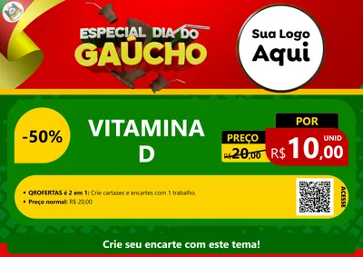 Modelo de Cartaz para Cartaz A4 Horizontal com o tema Especial Dia do Gaúcho para Farmácia