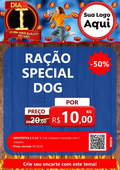 Modelo de Cartaz para Cartaz A4 Vertical com o tema Dia I - O Dia Mais Barato Do Mês para Pet Shop