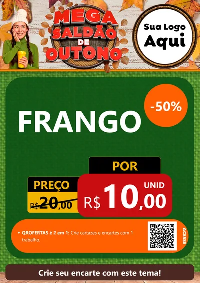Modelo de Cartaz para Cartaz A4 Vertical com o tema Mega Saldão de Outono para Assados
