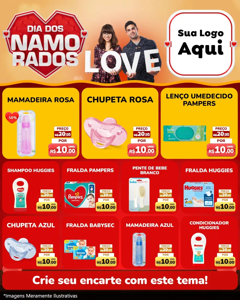 Modelo de Rede Social para Feed Instagram com o tema Dia dos Namorados para Bebês