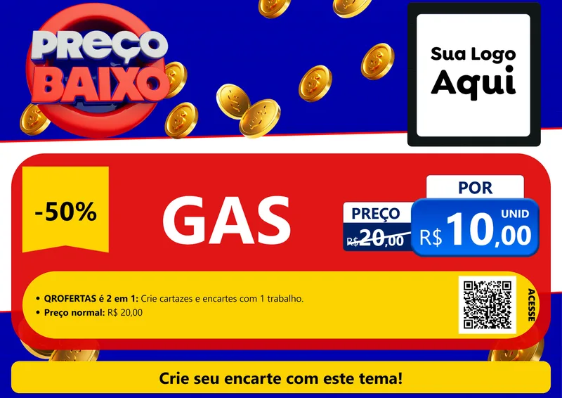 Modelo de Cartaz para Cartaz A4 Horizontal com o tema Preço Baixo para Água e gás