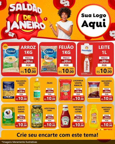 Modelo de Rede Social para Feed Instagram com o tema Saldão de Janeiro para Supermercado