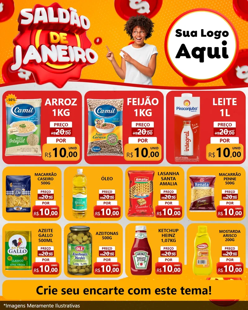 Modelo de Rede Social para Feed Instagram com o tema Saldão de Janeiro para Supermercado