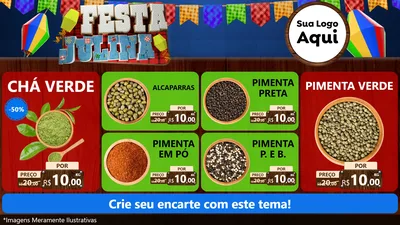 Modelo de TV para TV Horizontal com o tema Festa Julina para Produtos Naturais
