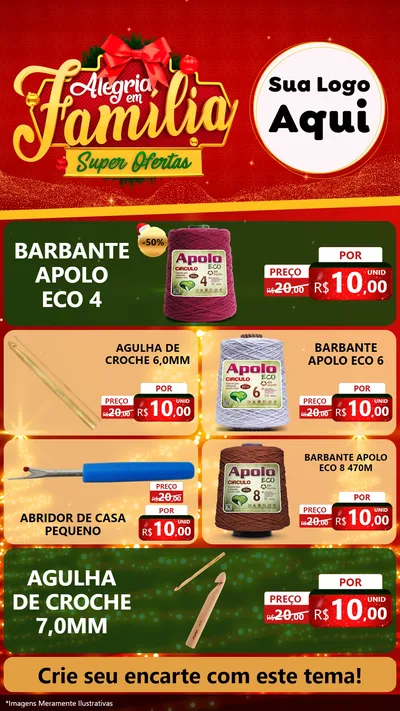 Modelo de TV para TV Vertical com o tema Alegria em Família Super Ofertas - Natal para Armarinho e Aviamentos