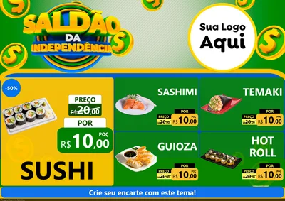 Modelo de Encarte para Encarte A4 Horizontal com o tema Saldão da Indepêndencia para Comida japonesa