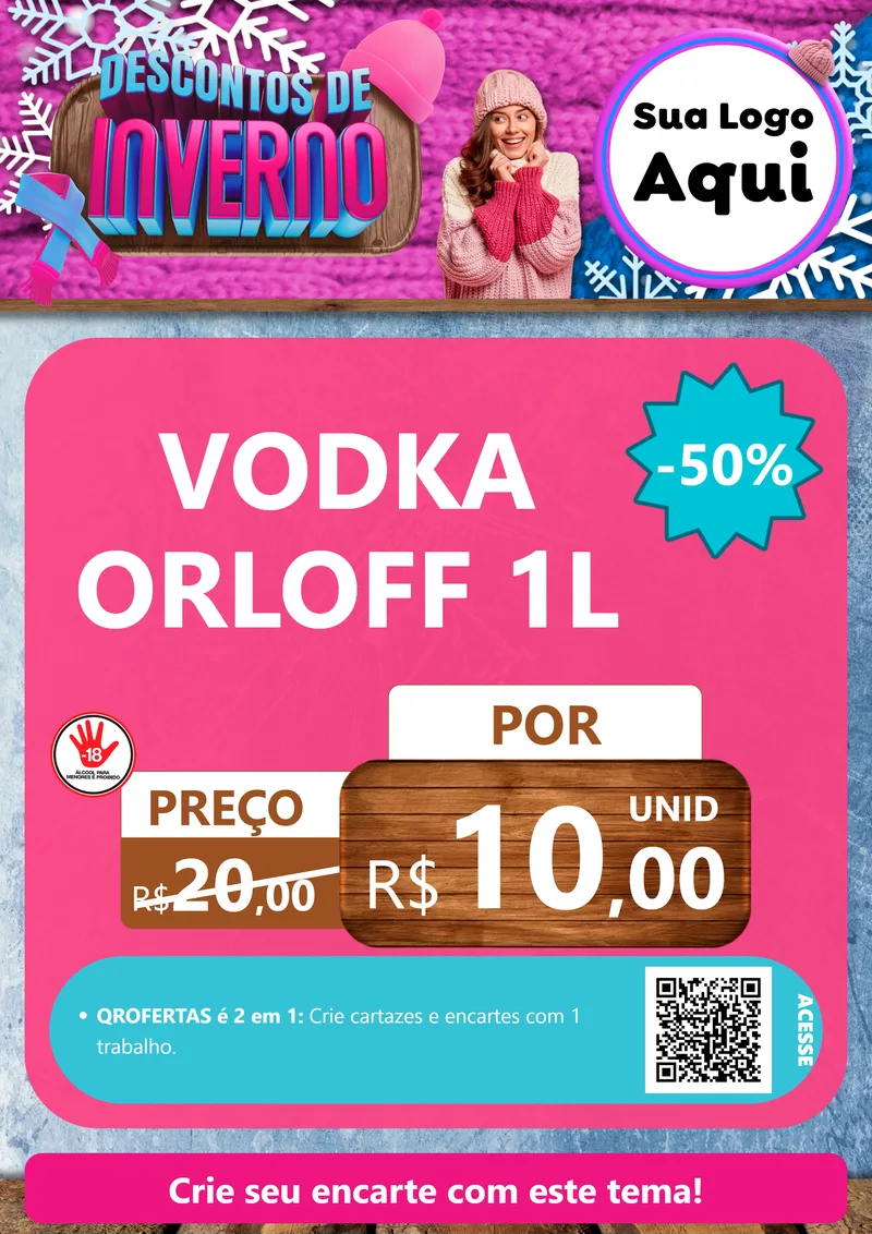 Modelo de Cartaz para Cartaz A4 Vertical com o tema Descontos de Inverno para Distribuidora de bebidas
