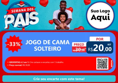 Modelo de Cartaz para Cartaz A4 Horizontal com o tema Semana Dos Pais para Cama, Mesa e Banho