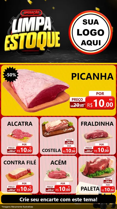 Modelo de Rede Social para Stories com o tema Operação Limpa Estoque para Açougue