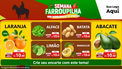 Modelo de TV para TV Horizontal com o tema Semana Farroupilha - Uma Barbaridade de Ofertas para Hortifrúti