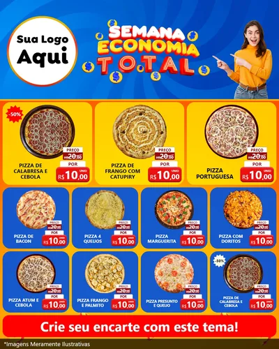 Modelo de Rede Social para Feed Instagram com o tema Semana Economia Total para Pizzaria