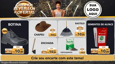 Modelo de TV para TV Horizontal com o tema Grande Réveillon de Ofertas para Agropecuária