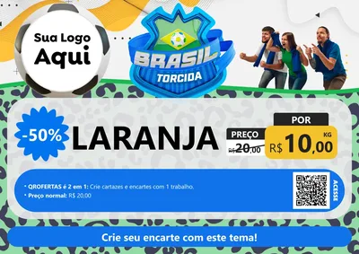 Modelo de Cartaz para Cartaz A4 Horizontal com o tema Brasil Torcida - Copa para Hortifrúti
