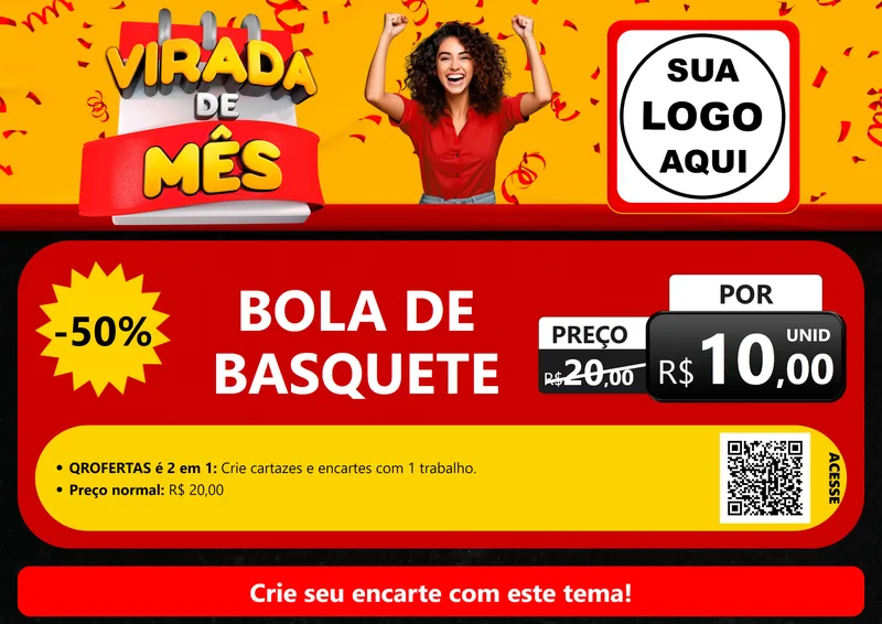 Modelo de Cartaz para Cartaz A4 Horizontal com o tema Virada de Mês para Artigos Esportivos