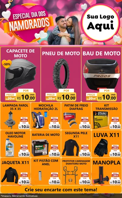 Modelo de Encarte para Encarte Grande com o tema Especial Dia dos Namorados para Moto peças