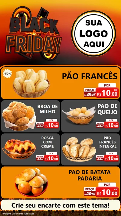 Modelo de TV para TV Vertical com o tema Black Friday para Padaria