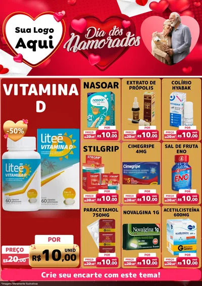 Modelo de Encarte para Encarte A4 Vertical com o tema Dia Dos Namorados para Farmácia