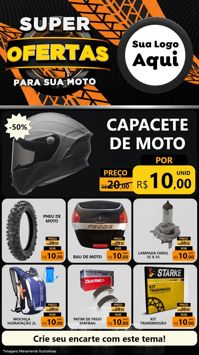 Modelo de Rede Social para Stories com o tema Super Ofertas Para Sua Moto para Moto peças
