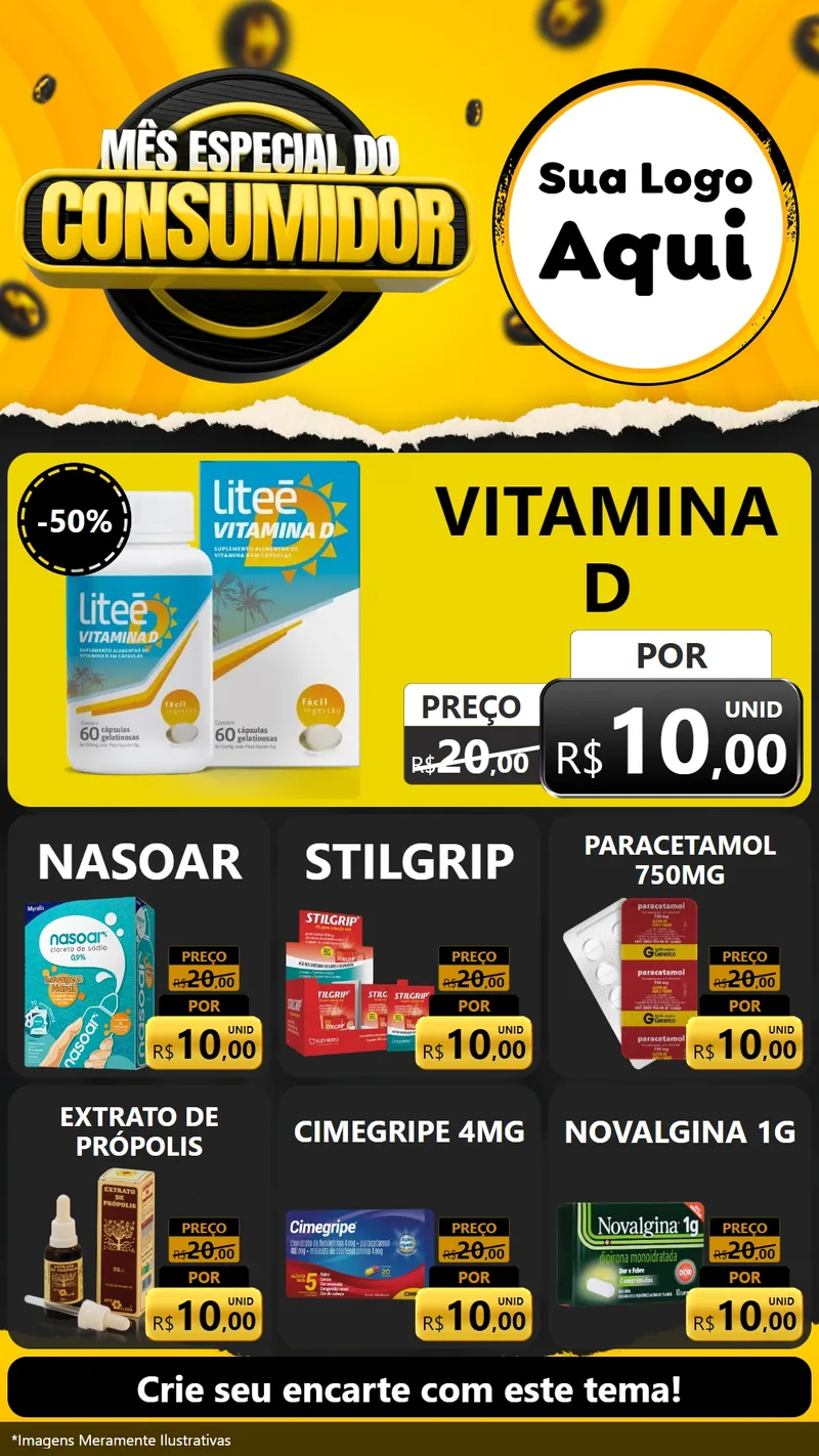 Modelo de Rede Social para Stories com o tema Mês Especial do Consumidor para Farmácia