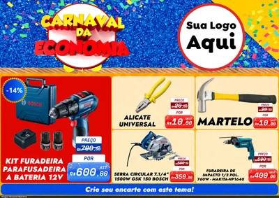Modelo de Encarte para Encarte A4 Horizontal com o tema Carnaval da Economia para Maquinas e Ferramentas
