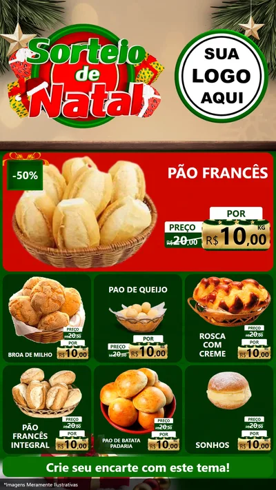 Modelo de Rede Social para Stories com o tema Sorteio de Natal para Padaria