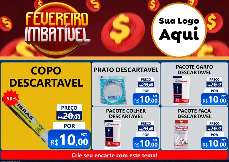 Modelo de Encarte para Encarte A4 Horizontal com o tema Fevereiro Imbatível para Embalagens