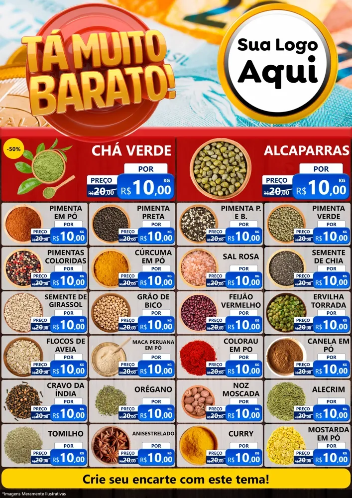 Modelo de Encarte para Encarte A4 Vertical com o tema Está Muito Barato para Produtos Naturais