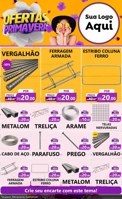 Modelo de Encarte para Encarte Grande com o tema Ofertas Da Primavera para Ferragens