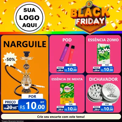 Modelo de Rede Social para Feed Facebook com o tema Black Friday para Tabacaria