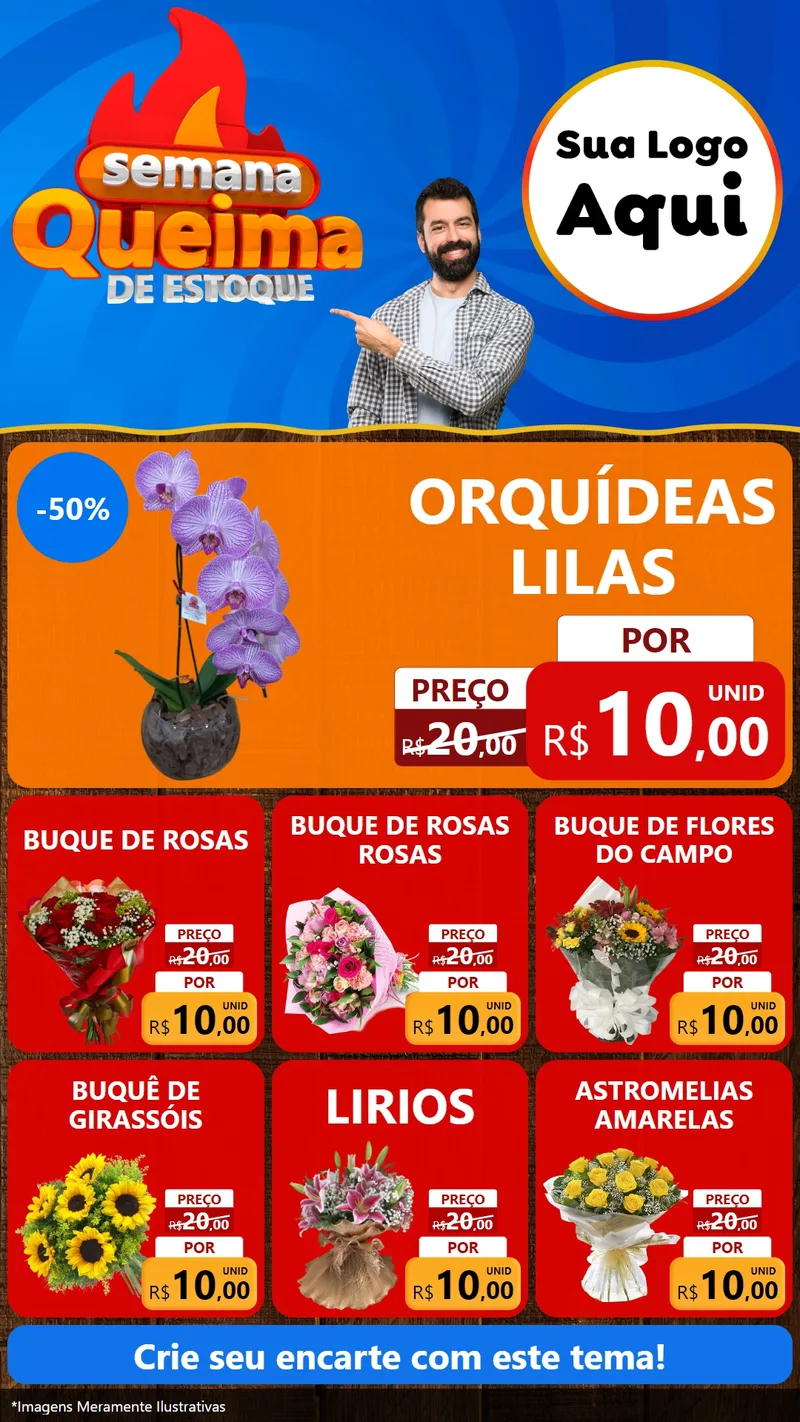 Modelo de Rede Social para Stories com o tema Semana Queima de Estoque para Floricultura e jardim