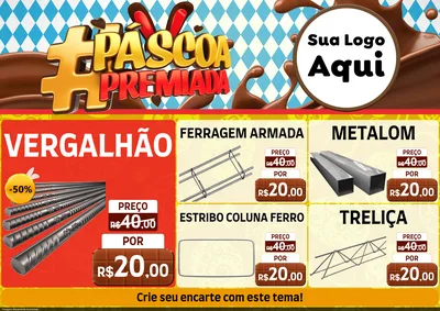 Modelo de Encarte para Encarte A4 Horizontal com o tema Páscoa Premiada para Ferragens