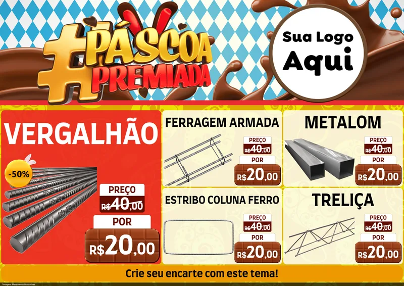 Modelo de Encarte para Encarte A4 Horizontal com o tema Páscoa Premiada para Ferragens