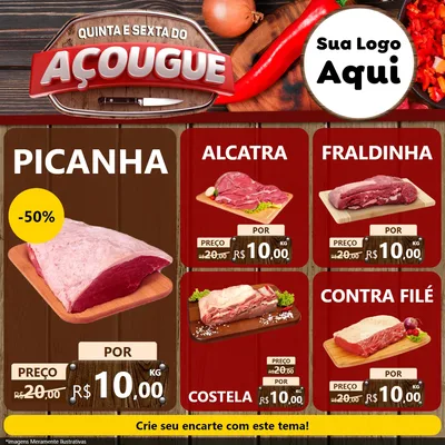 Modelo de Rede Social para Feed Facebook com o tema Quinta e Sexta do Açougue para Açougue