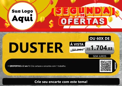 Modelo de Cartaz para Cartaz A4 Horizontal com o tema Segunda de Ofertas para Concessionaria de Carros