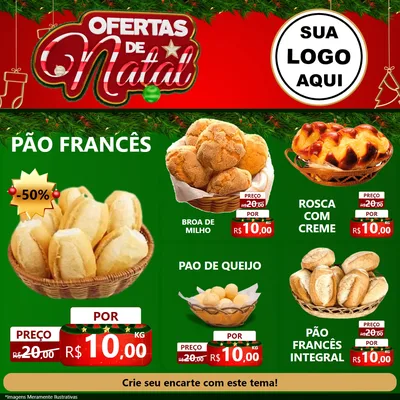 Modelo de Rede Social para Feed Facebook com o tema Ofertas de Natal para Padaria