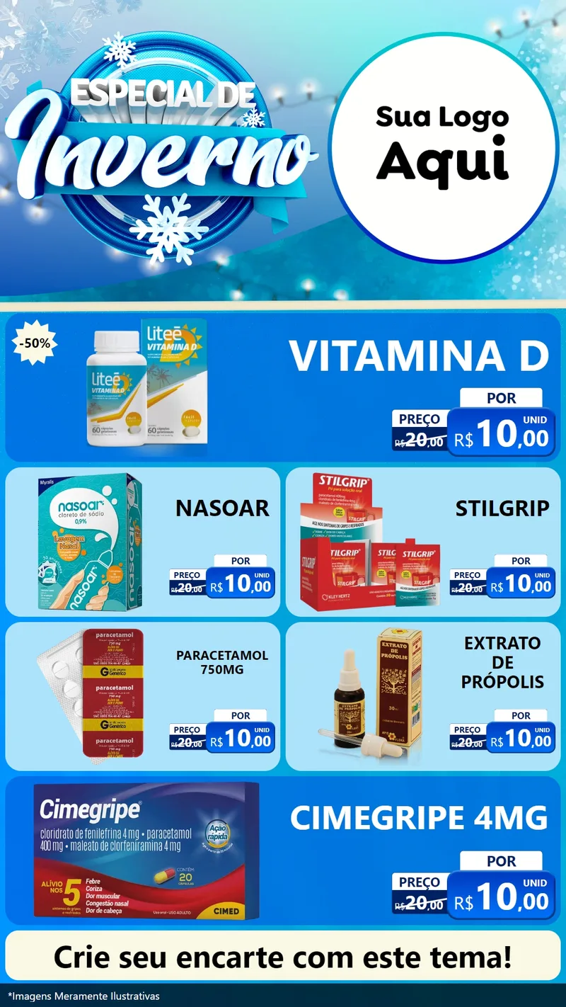 Modelo de TV para TV Vertical com o tema Especial de Inverno para Farmácia